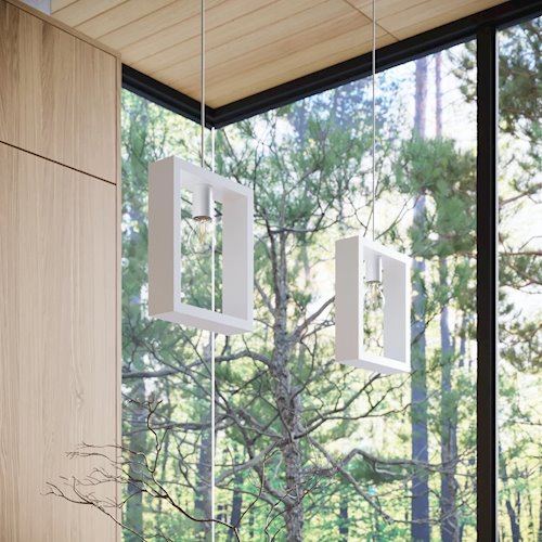 Lampa wisząca drewniana Aries 1xE27 biała