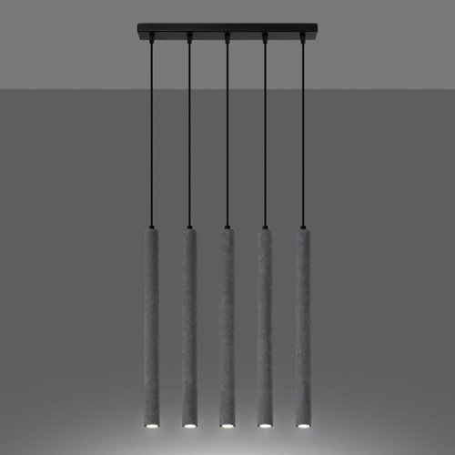 Lampa wisząca tuby PASTELO 5xG9 beton - listwa