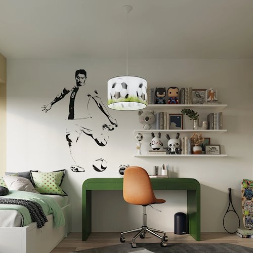 Lampa wisząca dziecięca Football C 40 1xE27 biało-czarno-zielona