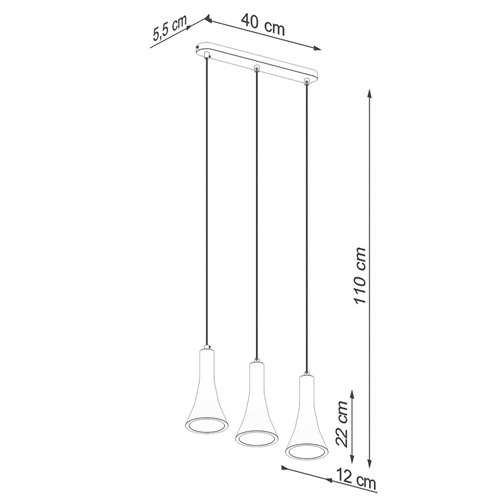 Lampa wisząca stożek REA 3xE14 beton - listwa