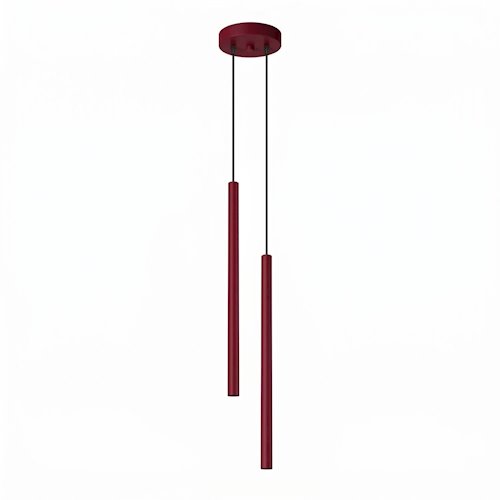 Lampa wisząca podwójna tuba Pastelo 2xG9 okrągła burgundowa