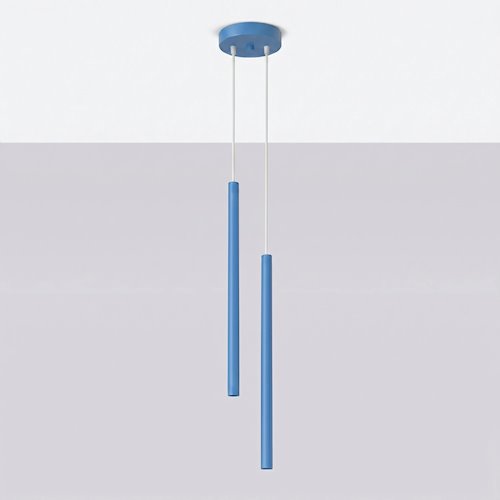 Lampa wisząca podwójna tuba Pastelo 2xG9 błękitna