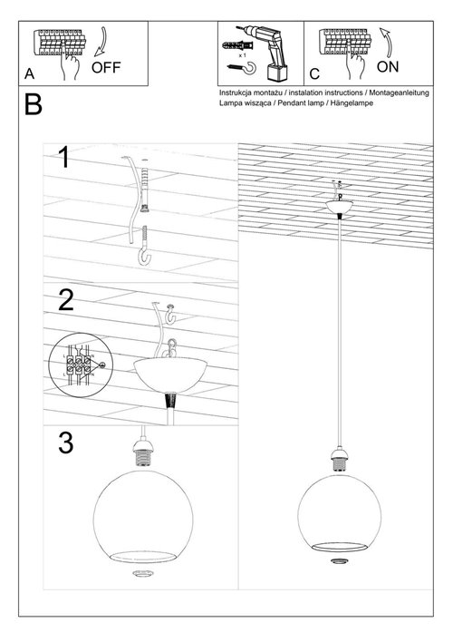 Lampa wisząca żółta kula BALL 1xE27