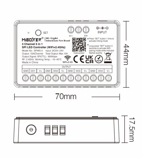 Sterownik LED Cyfrowy 4-kanały 5w1 Wi-Fi Mi-Light SPIW5-4
