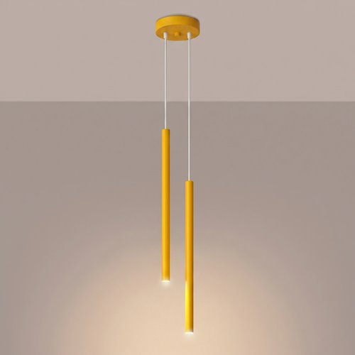 Lampa wisząca podwójna tuba Pastelo 2xG9 okrągła żółta