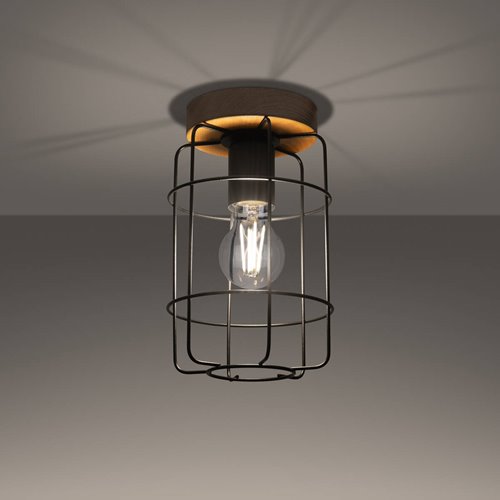 Lampa sufitowa Loft GOTTO 1xE27 drewno i czarny drut