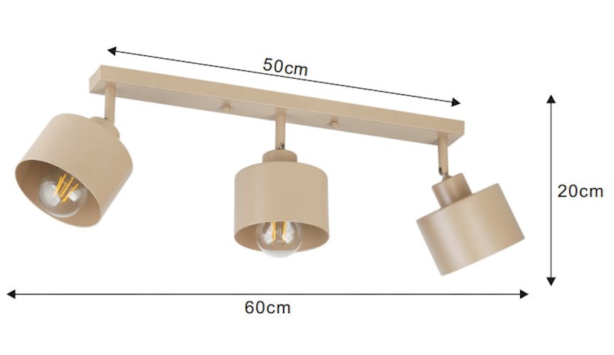 Lampa sufitowa Loft 3xE27 Elena listwa beżowa
