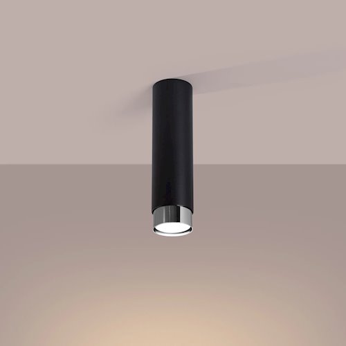 Tuba sufitowa nowoczesna Nero 22,5cm 1xGU10 czarny/chrom