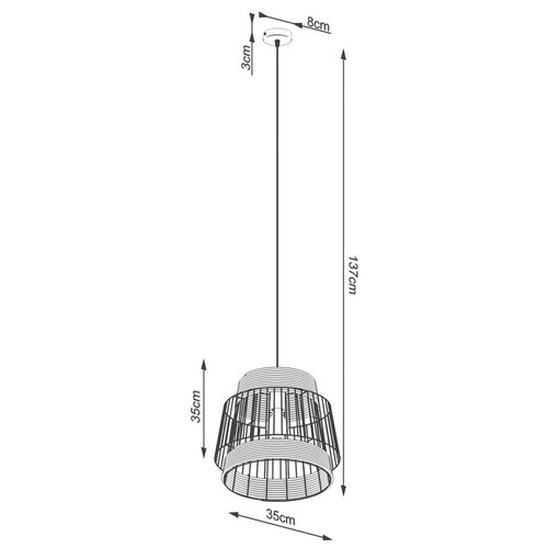 Lampa wisząca Loft Brilo 1xE27 czarna ze sznurem