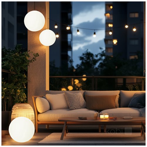 Lampa solarna Kula LED 5W 30cm RGBW z pilotem