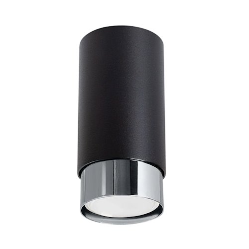 Tuba sufitowa nowoczesna Nero 12,5cm 1xGU10 czarny/chrom