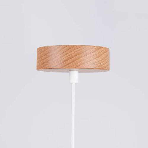 Lampa wisząca drewniana Marion 1xE27 biała/naturalne drewno