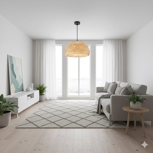 Lampa wisząca Boho 1xE27 z bambusowym kloszem 38cm