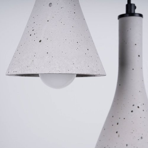 Lampa wisząca stożek REA 3xE14 beton - okrągła podsufitka