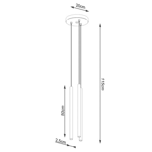 Lampa wisząca tuby PASTELO 3xG9 złota - okrągła podsufitka