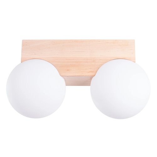 Lampa drewniana z mleczną kulą Bulbo 2xG9 naturalne drewno