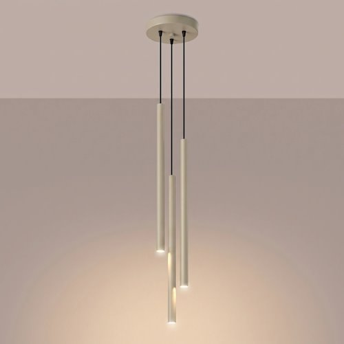 Lampa wisząca potrójna tuba Pastelo 3P 3xG9 okrągła taupe