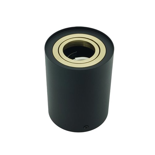 Tuba sufitowa GU10 okrągła 96x125mm czarna - złoty Ring
