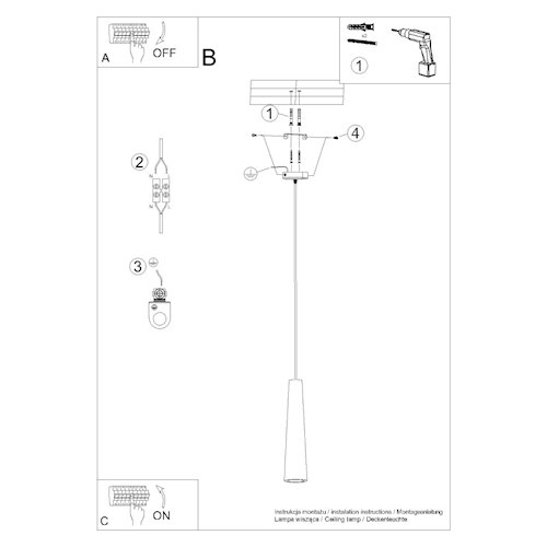 Lampa wisząca betonowa Electra 1xGU10 szara