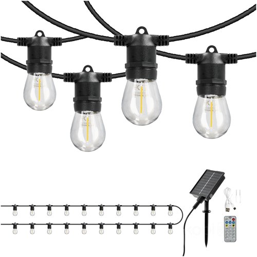 Girlanda solarna 20m 20xLED E27 Filament z pilotem