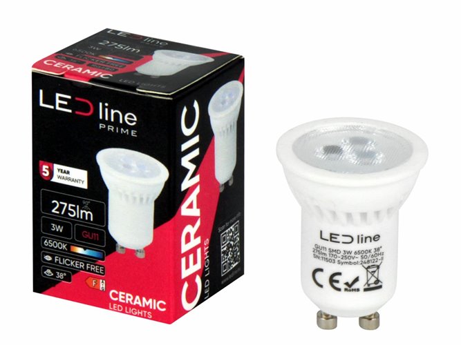 Żarówka LED GU11 Prime 3W 330lm 38st. Zimna