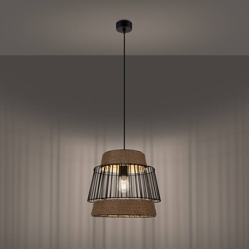 Lampa wisząca Loft Brilo 1xE27 czarna ze sznurem