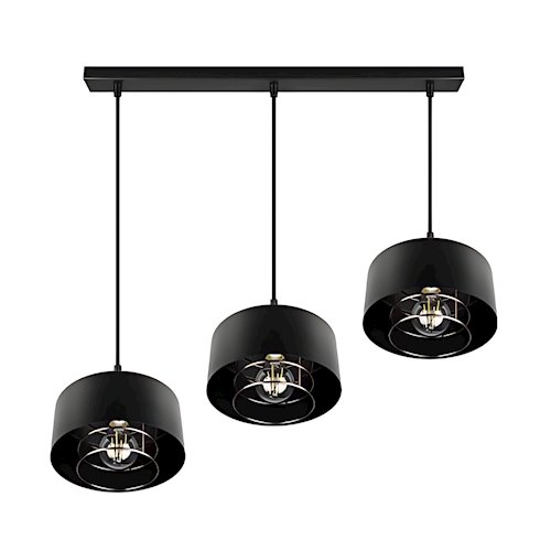 Potrójna lampa wisząca E27 Velto Loft listwa 60cm czarna-miedź