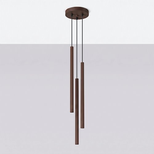 Lampa wisząca potrójna tuba Pastelo 3P 3xG9 brązowa
