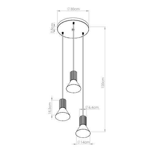 Lampa wisząca potrójna Estria 3xE14 beżowa/zielona oliwka