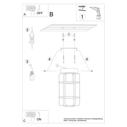 Lampa sufitowa Loft GOTTO 1xE27 drewno i czarny drut