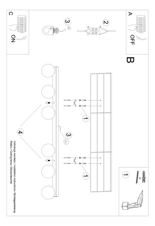 Lampa sufitowa mleczne kule YOLI 6xG9 czarna