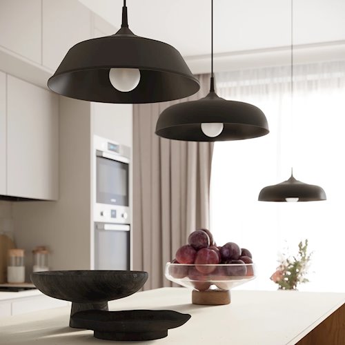 Lampa wisząca z okrągłym kloszem Frika 1xE27 czarna