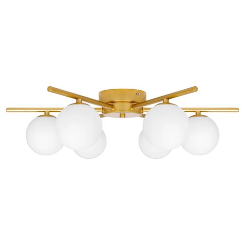 Złota lampa sufitowa mleczne kule 6xG9 58cm
