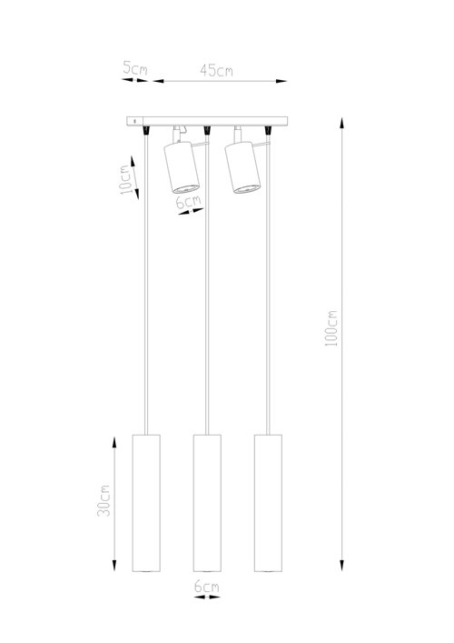 Lampa wisząca RING 3xGU10 + 2 spoty GU10 biała