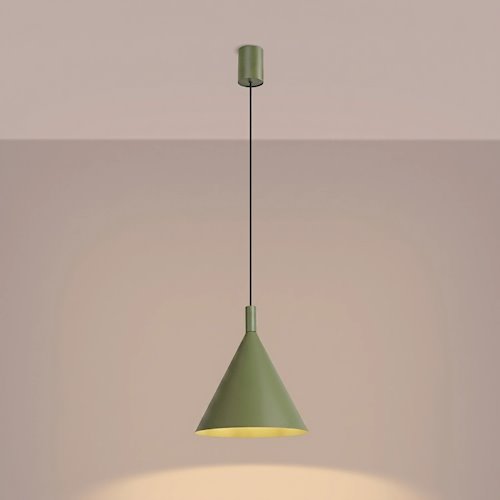 Lampa wisząca stożkowy klosz Nox 25cm 1xE27 zielona oliwka