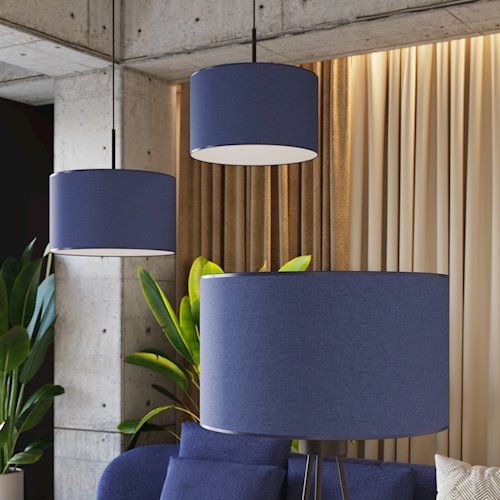 Lampa podłogowa z abażurem Nevia 1xE27 granatowa