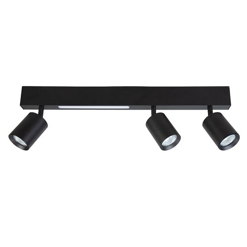 Kinkiet liniowy LED 5W + trzy reflektory GU10 - czarny