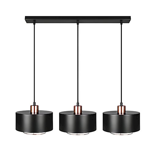 Potrójna lampa wisząca E27 Velto Loft listwa 60cm czarna-miedź