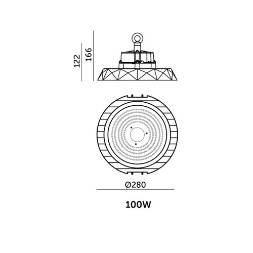 High Bay LED Anica 100W 90st 18000lm Dali 4000K