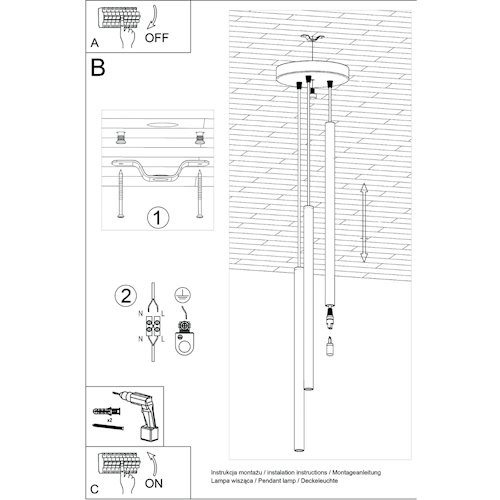 Lampa wisząca potrójna Pastelo 3xG9 okrągła beżowa