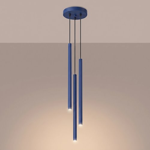 Lampa wisząca potrójna tuba Pastelo 3P 3xG9 okrągła ultramarynowa