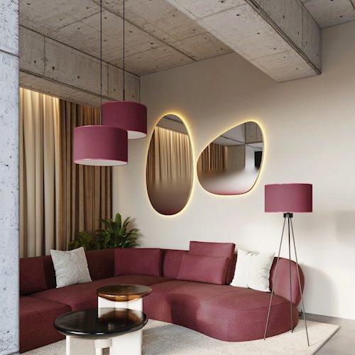 Lampa podłogowa z abażurem Nevia 1xE27 burgundowa