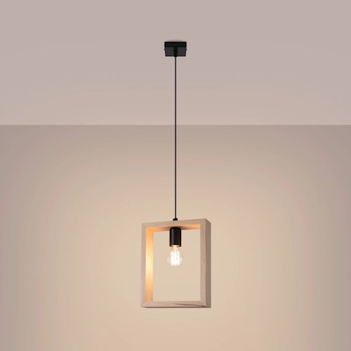 Lampa wisząca drewniana Aries 1xE27 naturalne drewno