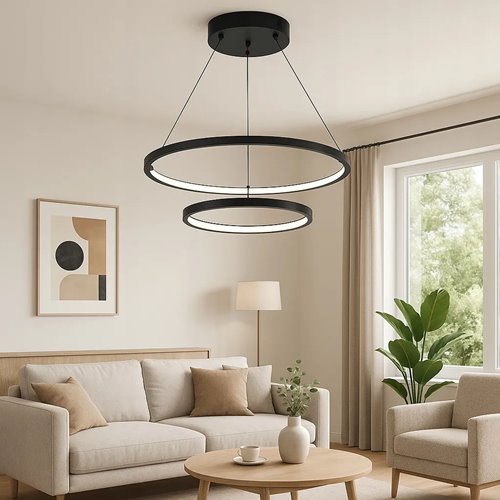 Lampa wisząca okręgi Lion 40cm 60cm 64W czarna