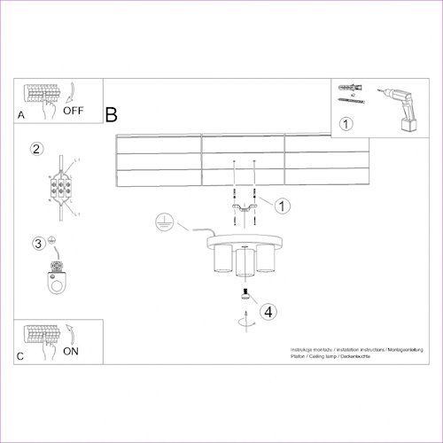 Lampa sufitowa tuby Lagos 3xGU10 okrągła czarna