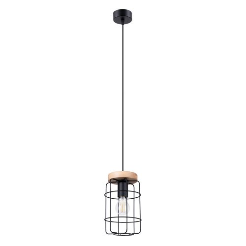 Lampa wisząca Loft GOTTO 1xE27 drewno i czarny drut