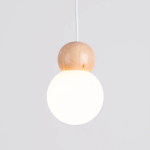 Lampa wiszące kule Pekka okrągła 3xG9 biała/naturalne drewno
