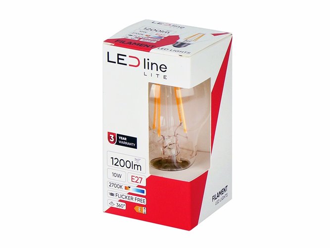 Żarówka LED E27 kulka A60 Filament Lite 10W 1200lm Ciepła