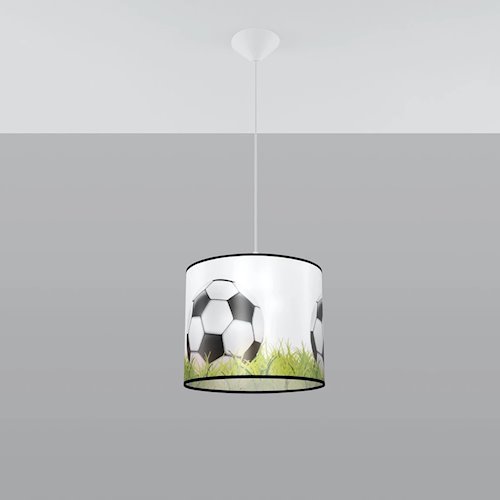 Lampa wisząca dziecięca Football C 30 1xE27 biało-czarno-zielona