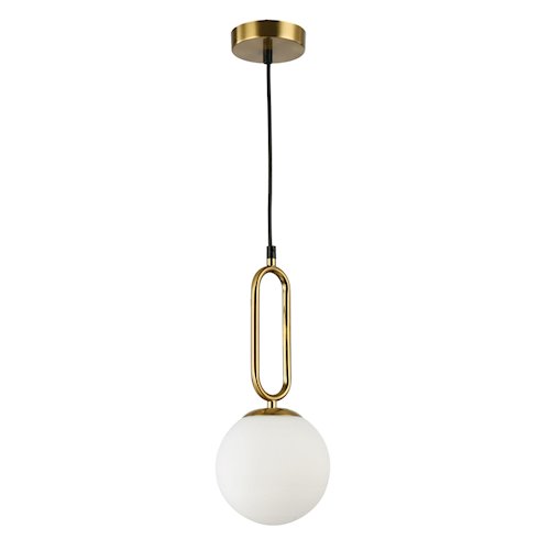 Lampa wisząca mleczna kula Bali 15cm 1xE27 dekor złota